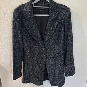 Elegant Black Paisley Blazer with Metallic Sheen